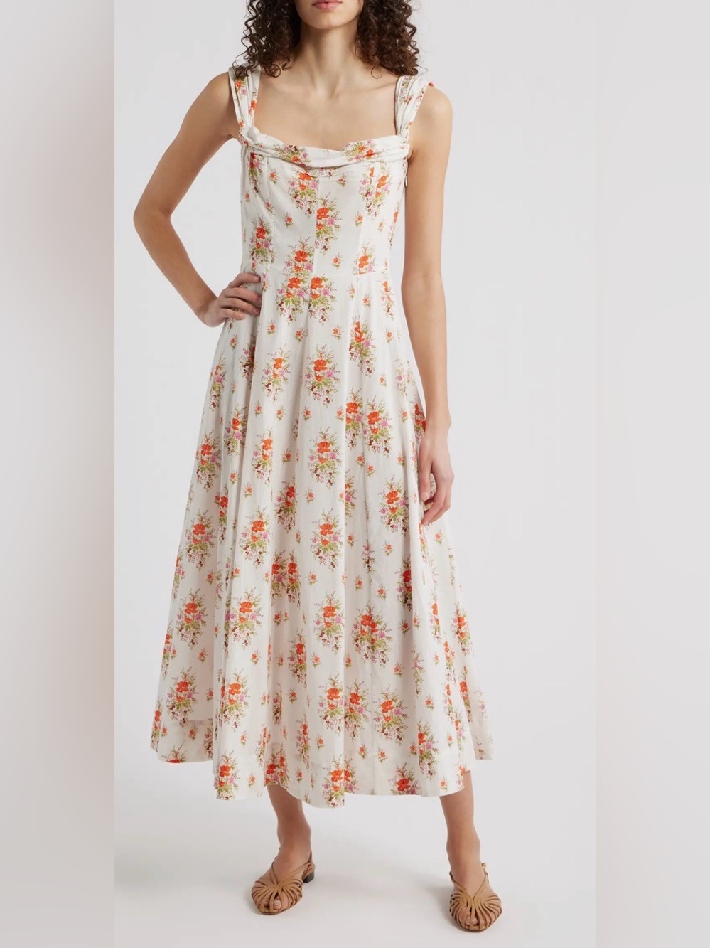 NEW DÔEN Clea Print Sleeveless Organic Cotton Maxi Dress sz S